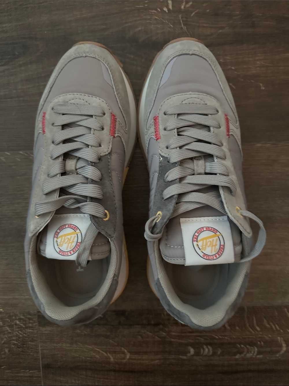Women’s Hoff Grey Sneakers with Pink Stitch Detail